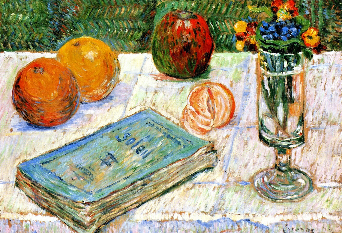 Paul Signac. Still life with book and oranges