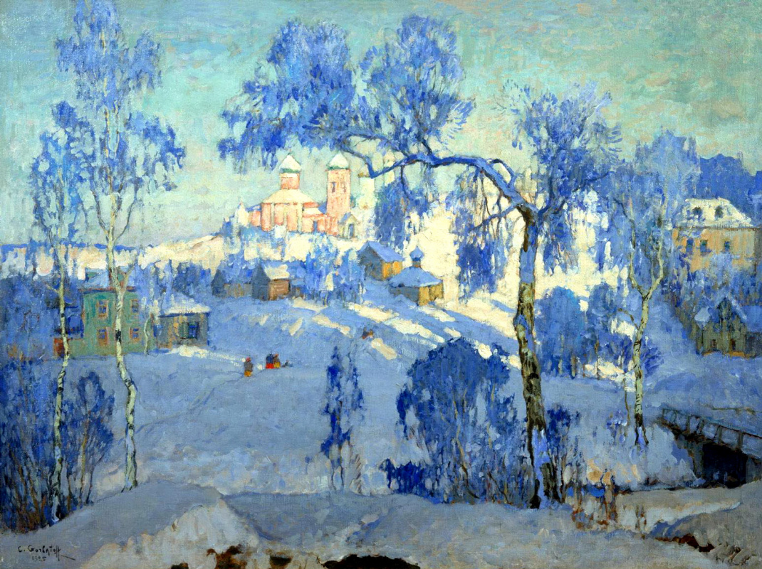 Konstantin Ivanovich Gorbatov. Winter landscape with Church