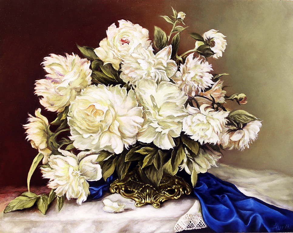 Vladimir Shtykov. Bouquet of white peonies