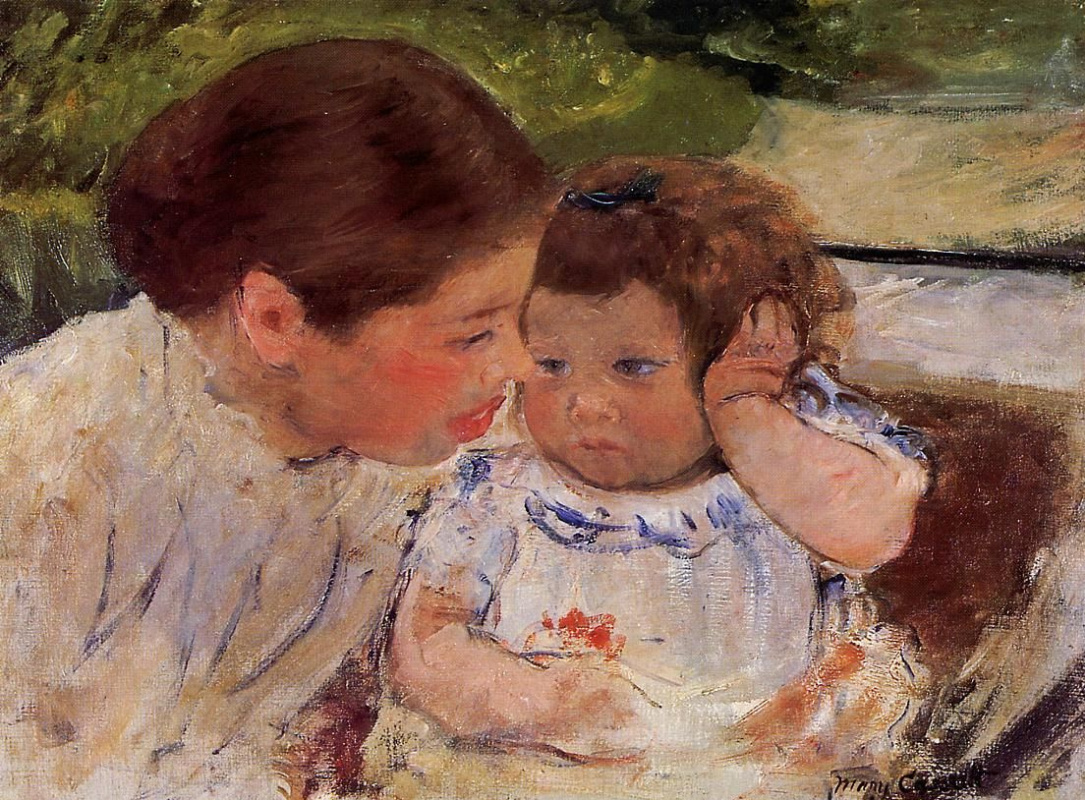 Mary Cassatt. Susan comforting the baby