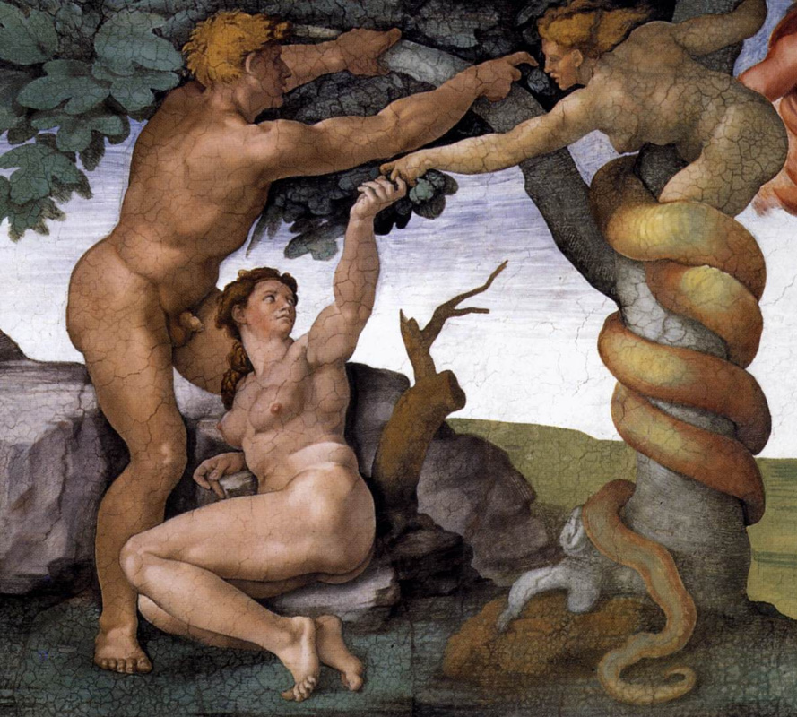 Michelangelo Buonarroti. The fall and expulsion from garden of Eden. (Fragment)