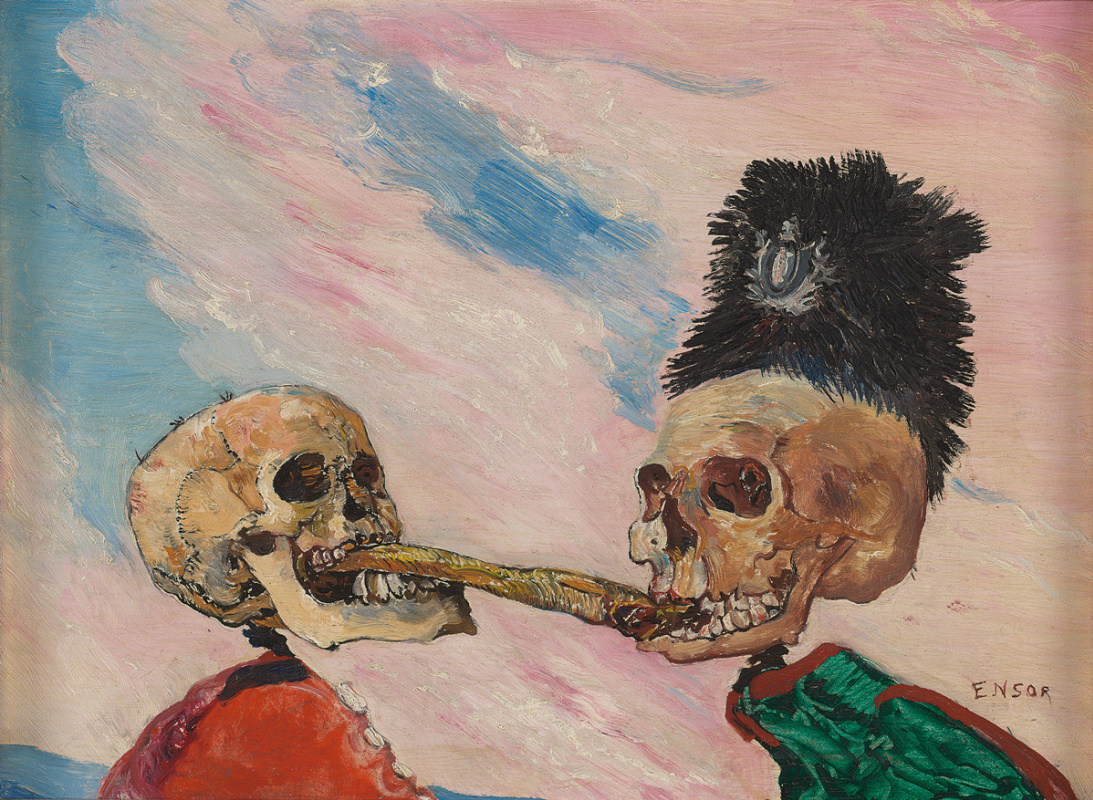 James Ensor. Skeletons fighting over a smoked herring