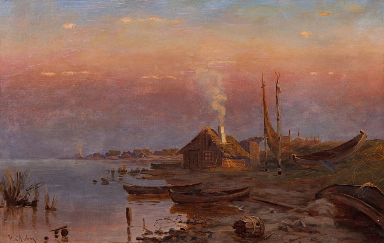 Julius Klever. Sunrise on the lake