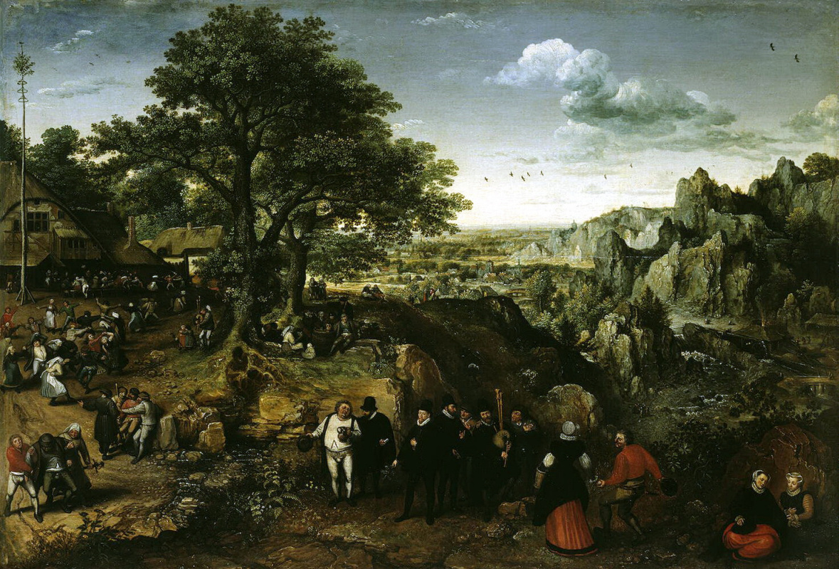 Lucas van Falkenborh. Landscape with a rural festival