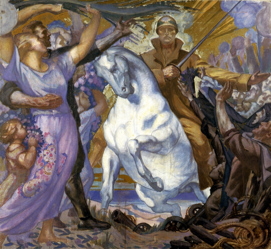 Jean Delville. The rider of victory. Sketch of the mosaic "Victory"