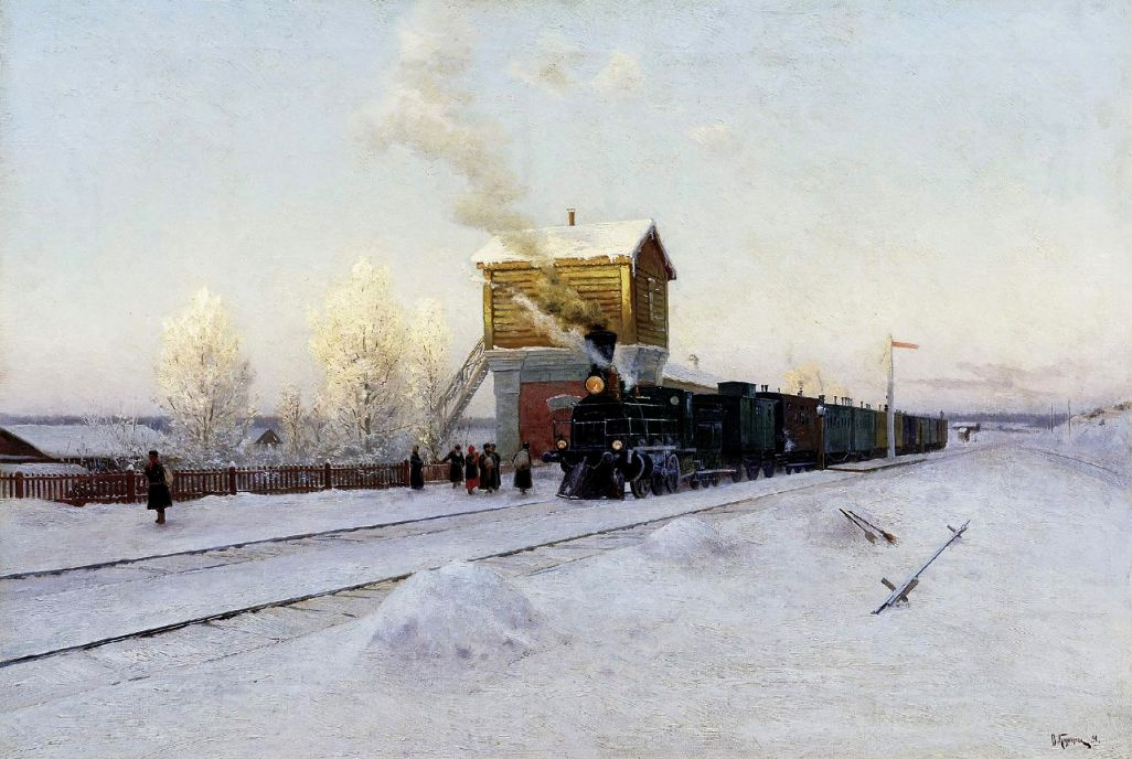 Vladimir Kazantsev. At the station. Winter morning at the Ural railway