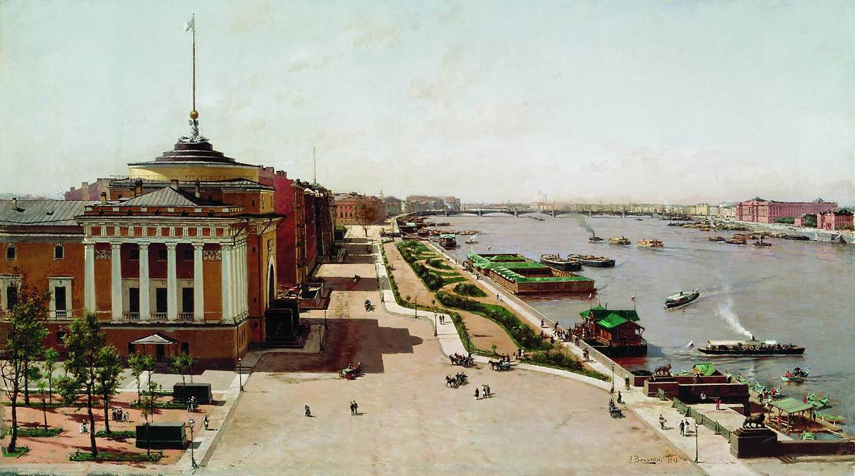 Alexander Karlovich Beggrov. The view of the Neva from the Winter Palace. 1881