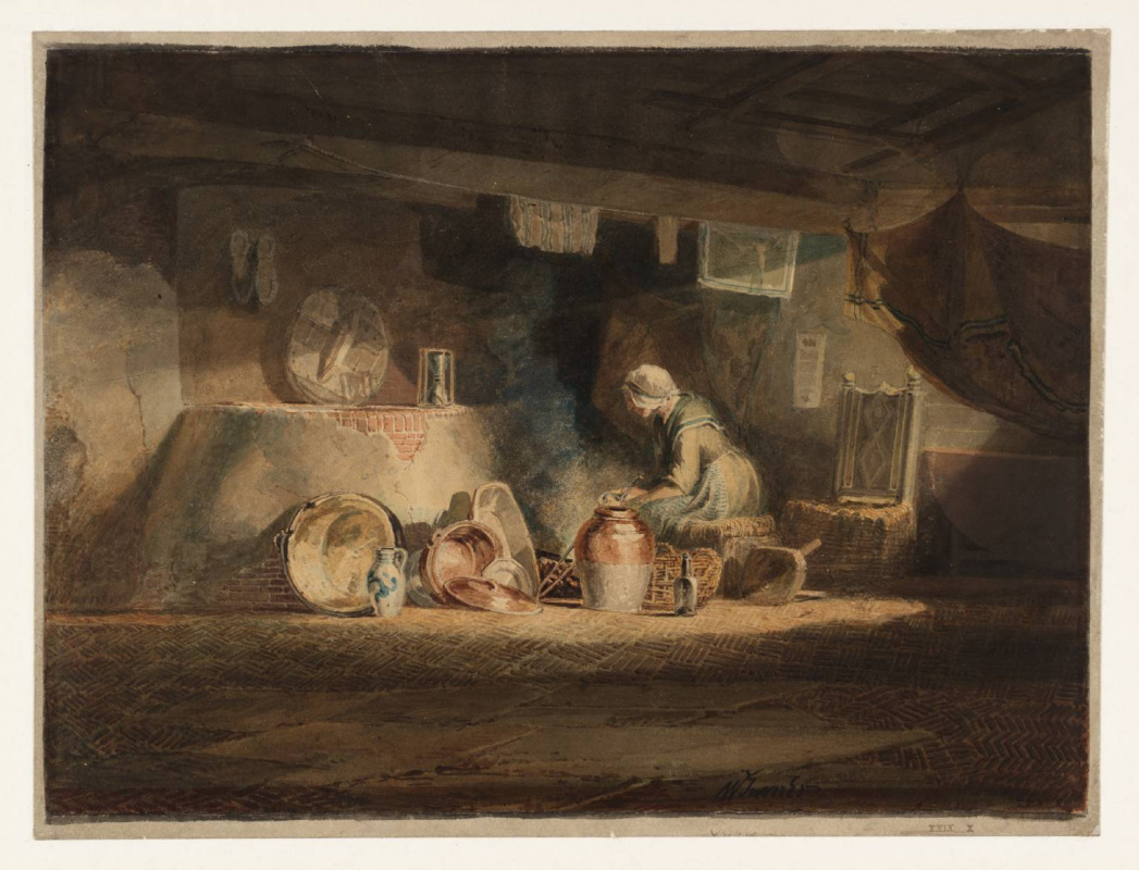 Joseph Mallord William Turner. The old woman in the kitchen in the cottage