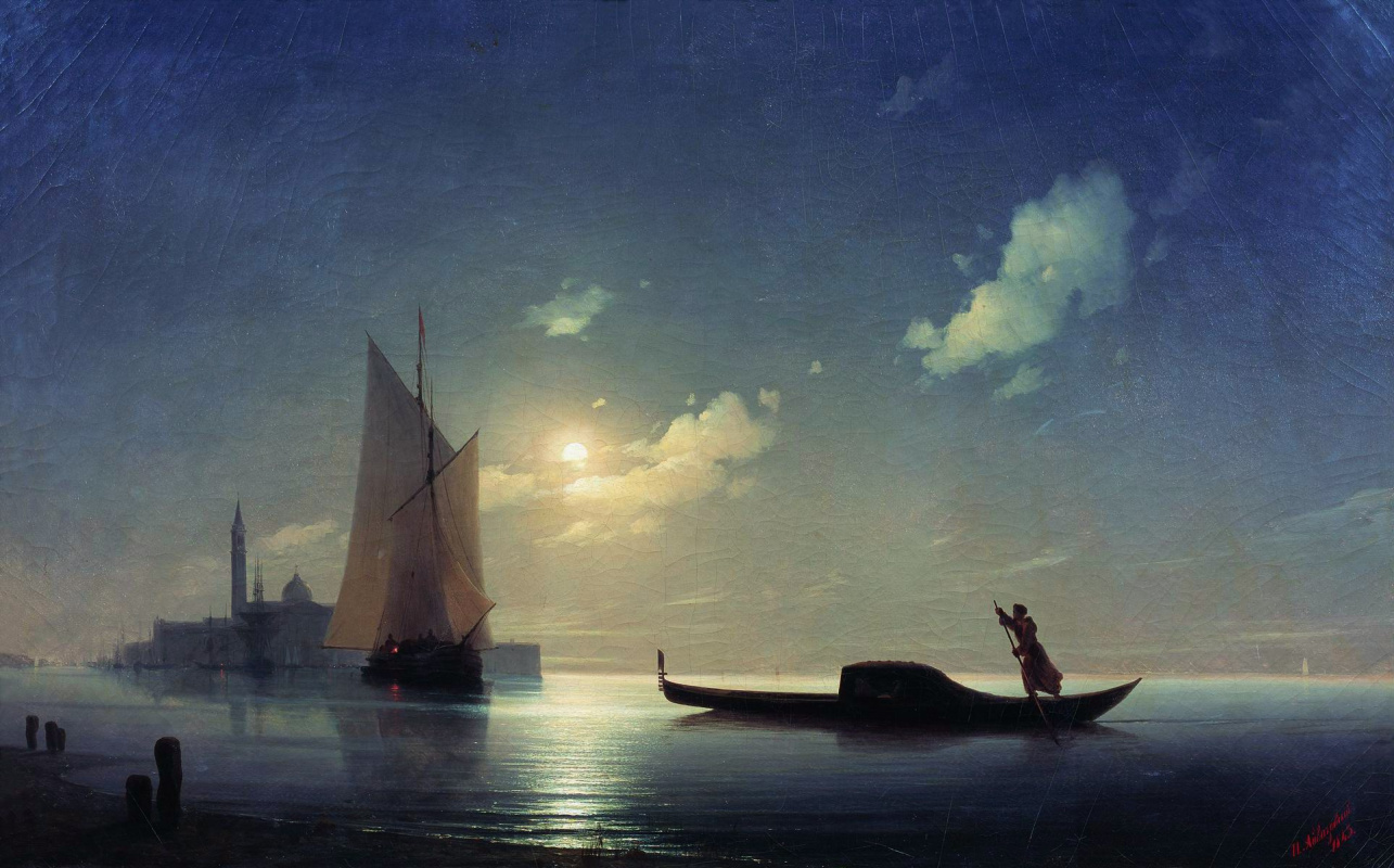 Ivan Aivazovsky. Gondolier at sea by night