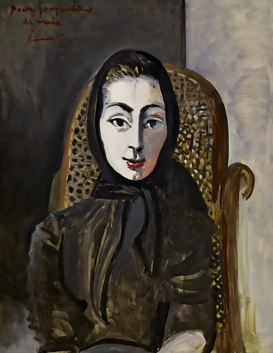 Pablo Picasso. Jacqueline in a black scarf