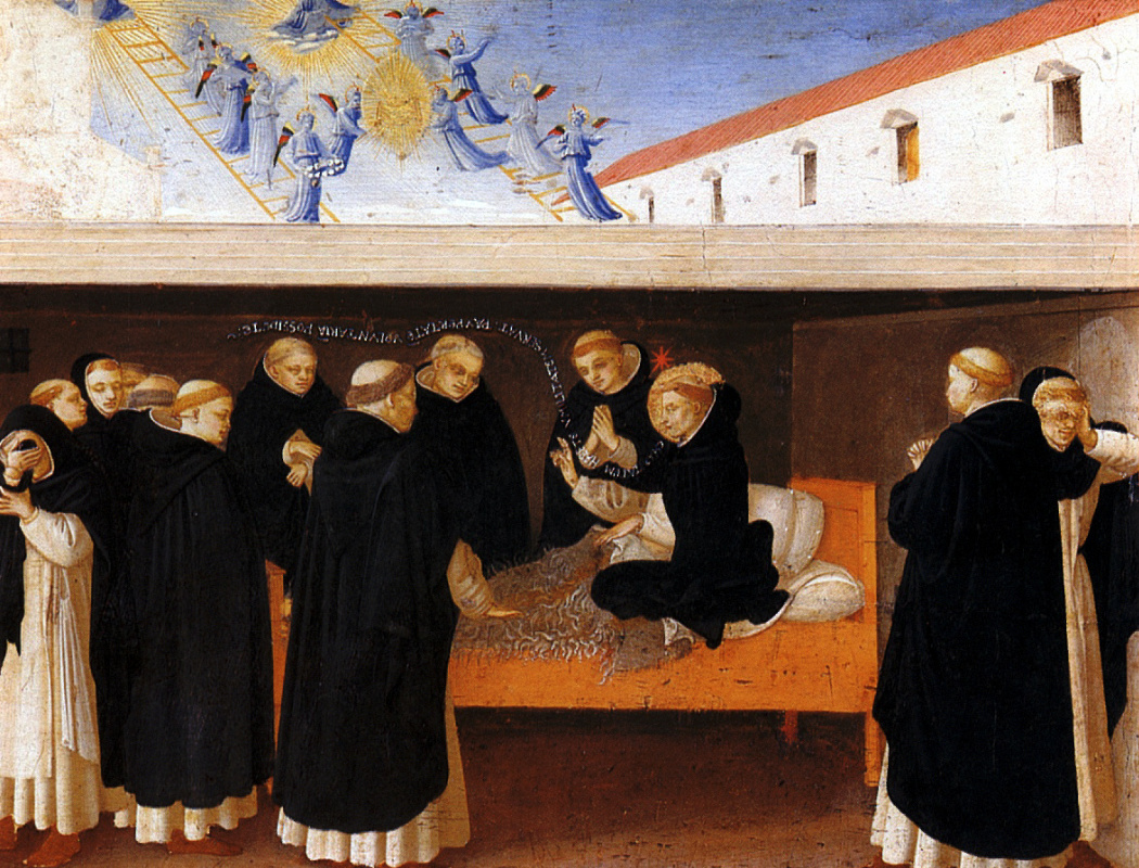 Fra Beato Angelico. Dormition of St. Dominic. Preamble of the altar of San Domenico "Coronation of the Virgin"