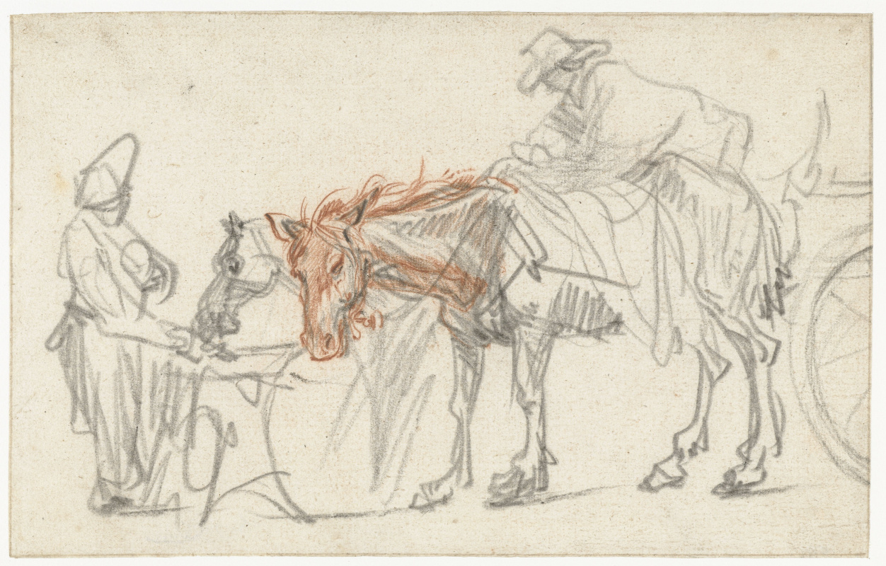 Rembrandt Harmenszoon van Rijn. Two Horses at a Halting-place