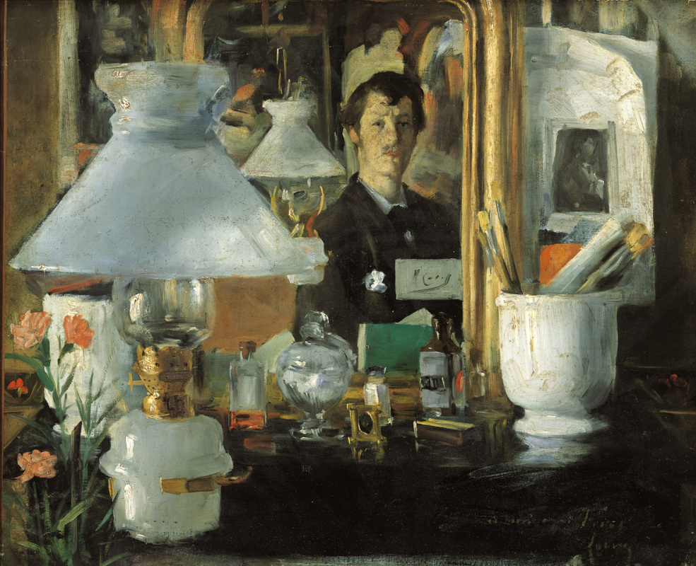 Ramon Casas i Carbó. Self-portrait in the workshop (Interior with a portrait in the mirror)