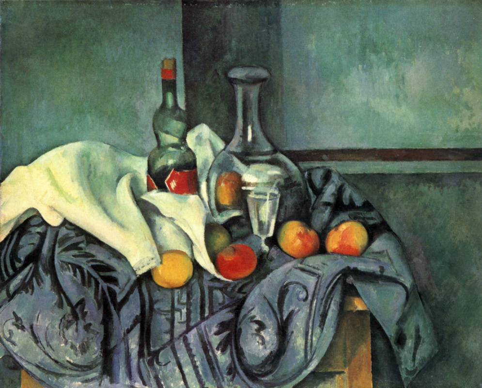 Paul Cezanne. Still life with a bottle of crème de menthe