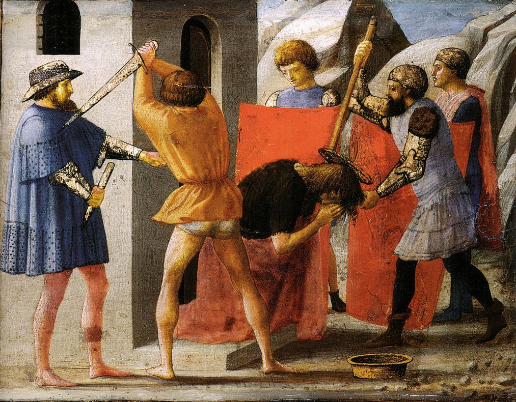 Tommaso Masaccio. Beheading of John the Baptist. Limit of the Pisa Triptych