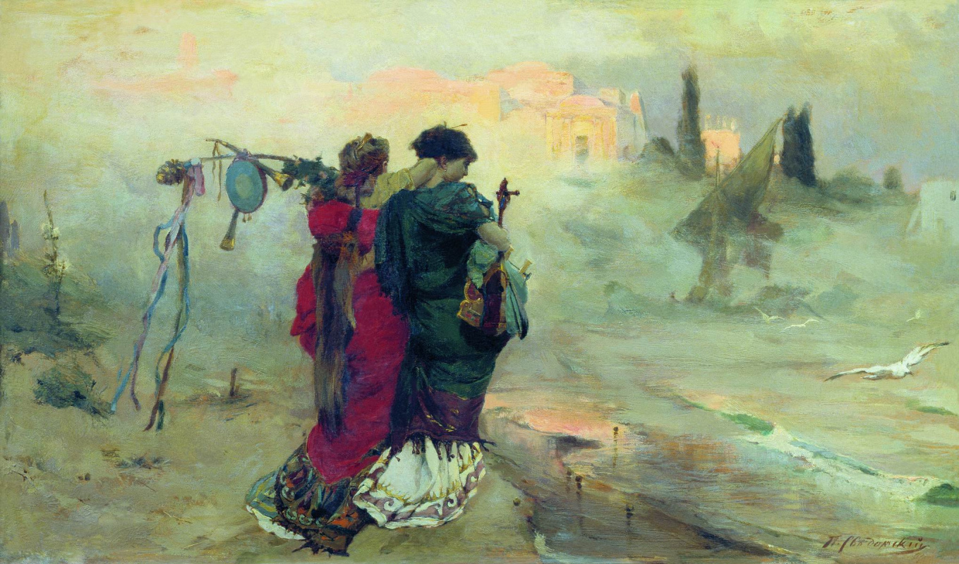 Pavel Alexandrovich Svedomsky. Wandering musicians. Sketch