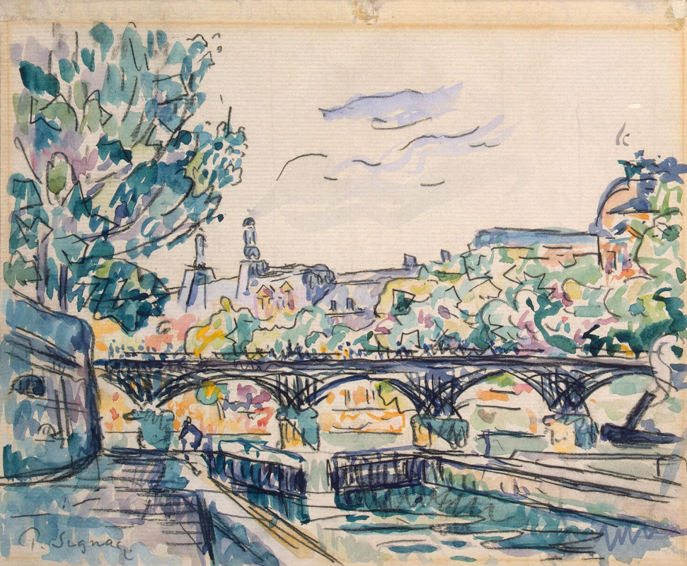 Paul Signac. The banks of the Seine near the Pont des Arts with a view of the Louvre