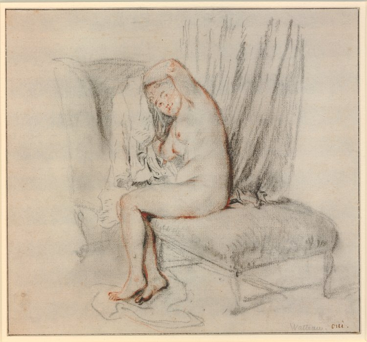Antoine Watteau. Nude on the sofa
