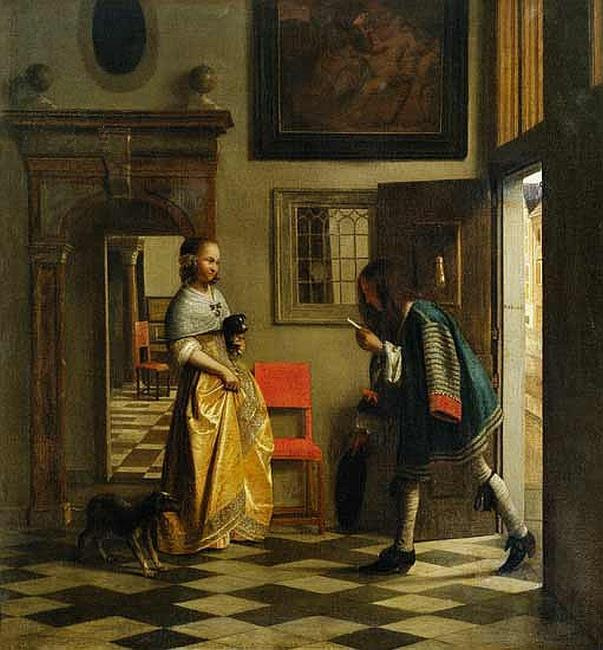 Pieter de Hooch. La giovane donna riceve una lettera