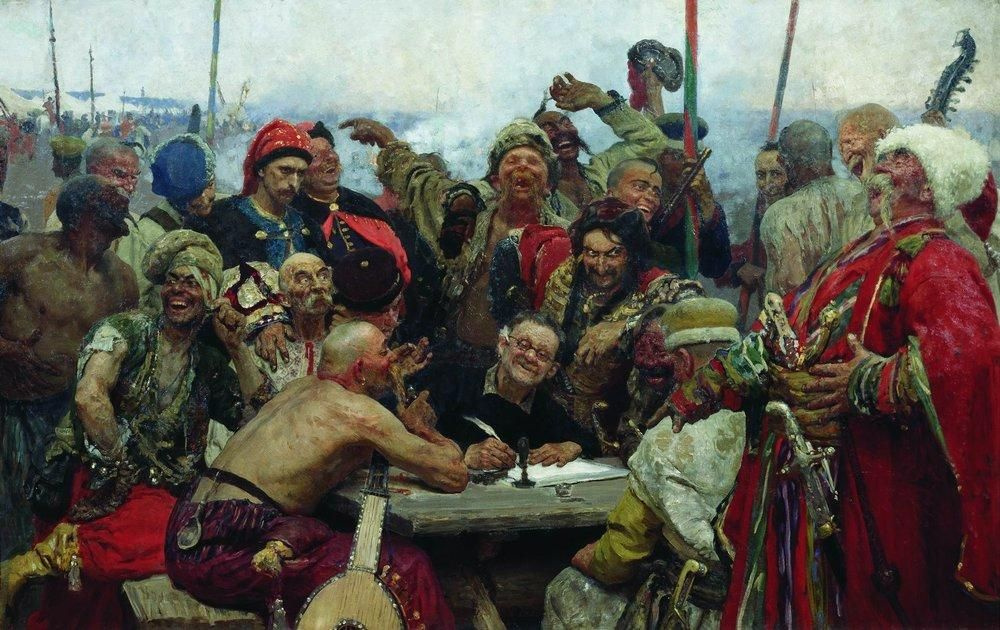 Ilya Efimovich Repin. The Cossacks writing letter to Turkish Sultan. Option.