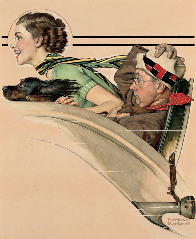 Norman Rockwell. Couple in Rumbleseat