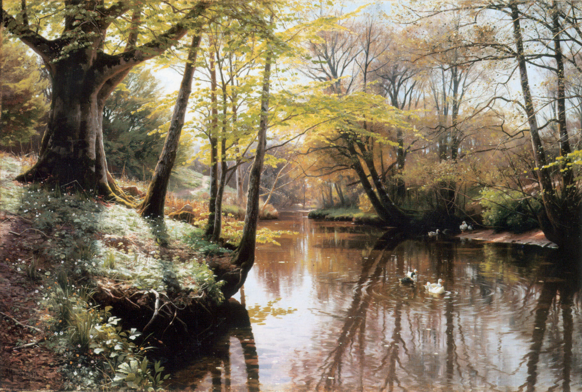 Peder Mørk Mønsted. River landscape in spring