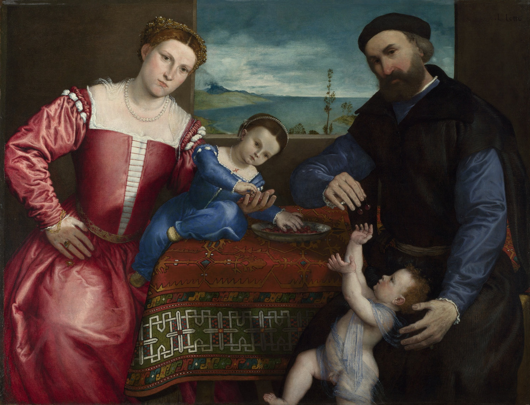 Lorenzo Lotto. Porträt von Giovanni della Volta mit seiner Frau und den Kindern