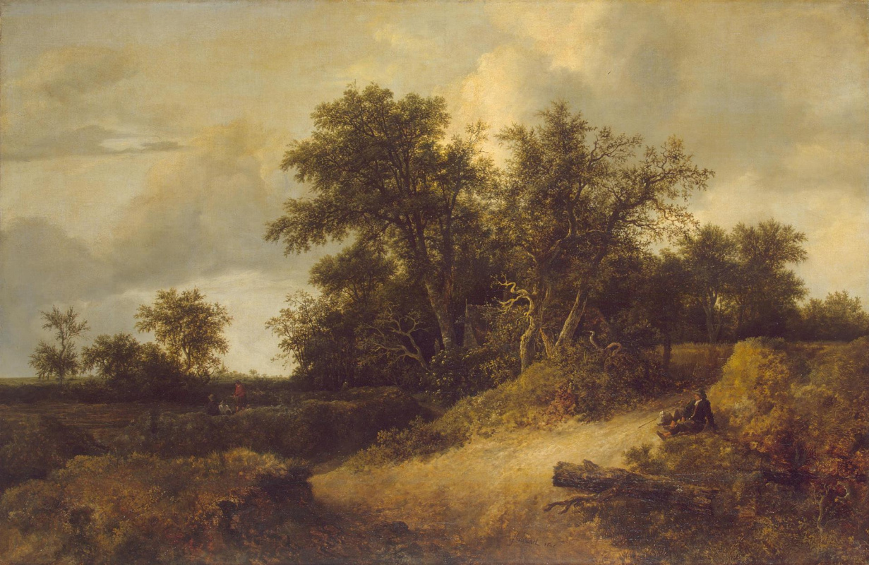 Jakob van Isaacs Ruisdael. Landscape with a house in the grove