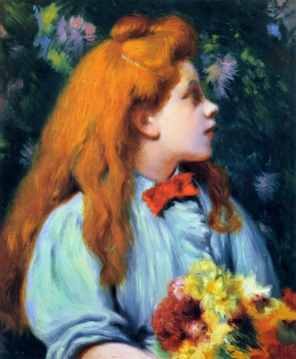 Federico Zandomeneghi. Fille avec des fleurs