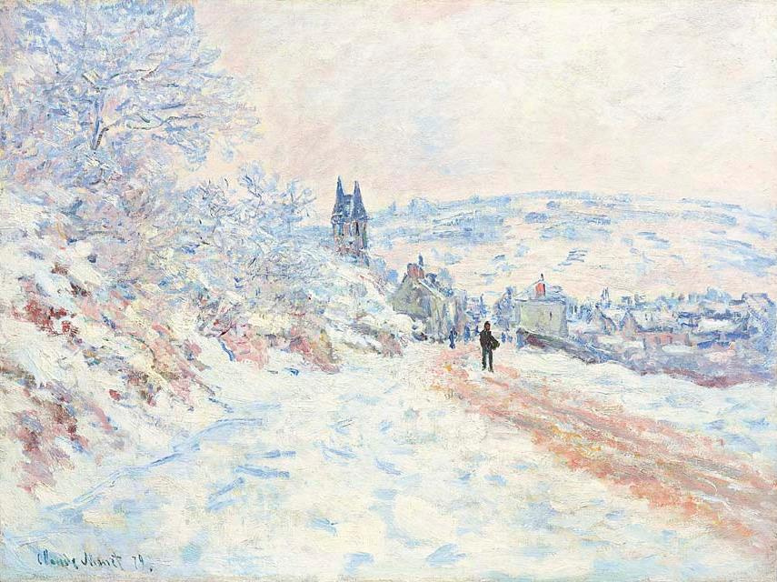 Claude Monet. The road to Vétheuil, snow effect