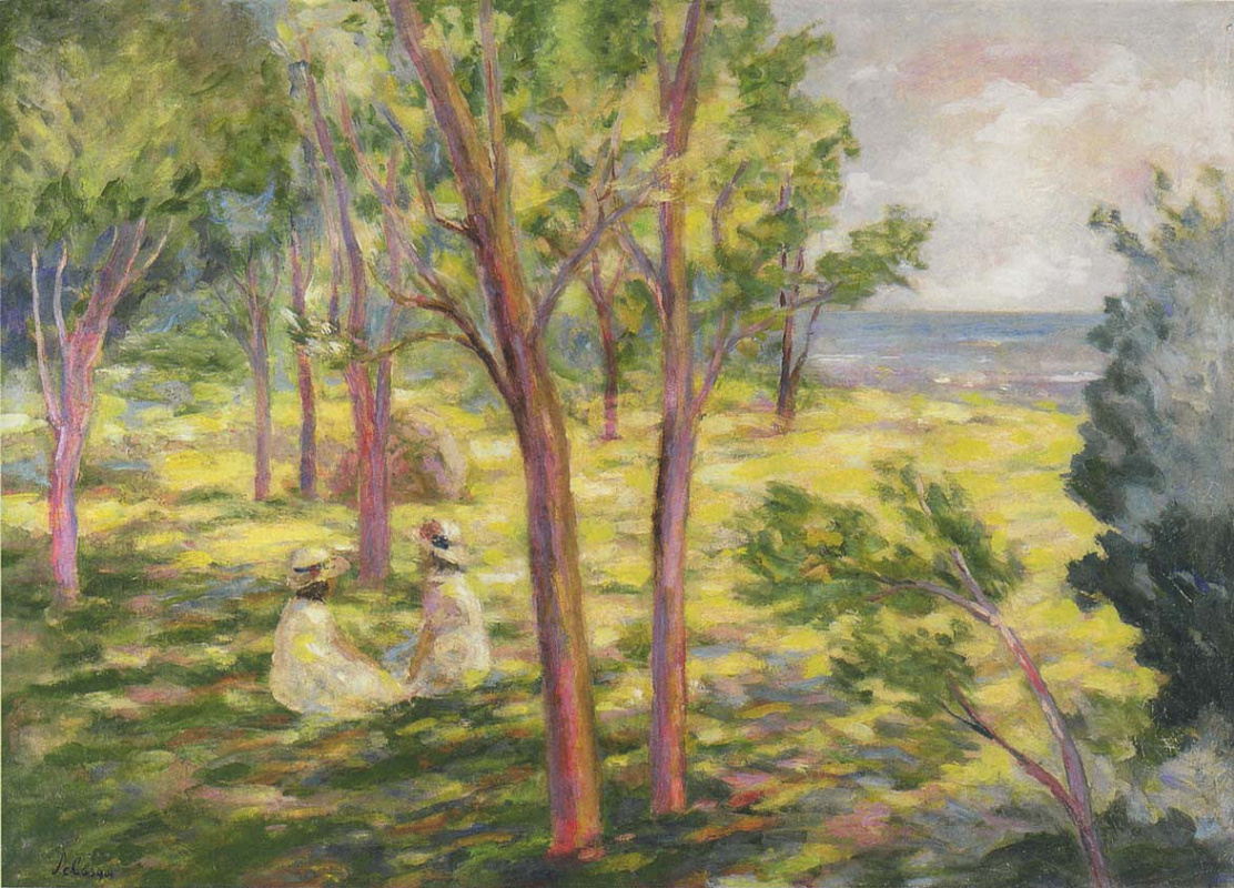 Henri Lebasque. Two girls in a landscape