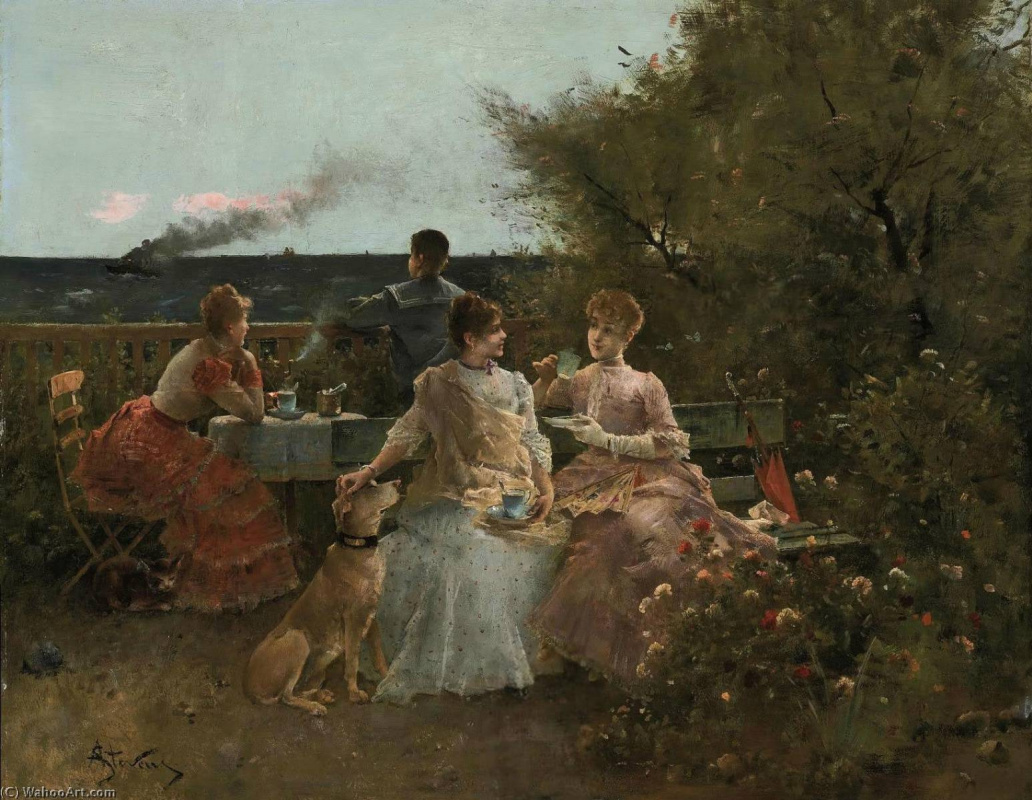 Alfred Emil-Leopold Stevens. Ladies on the terrace, Normandy