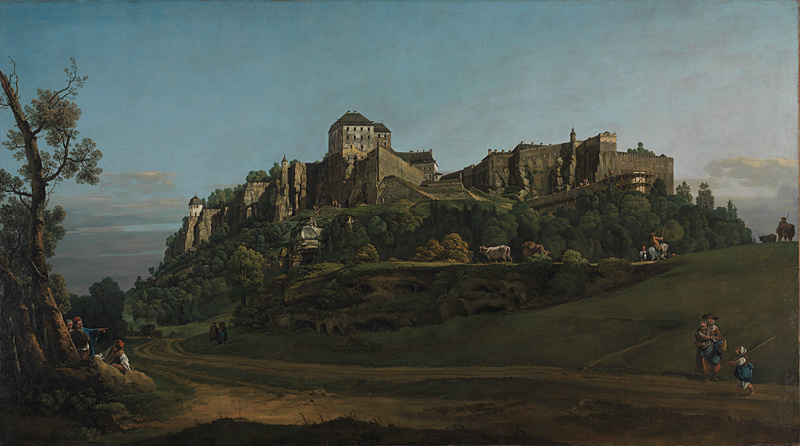 Bernardo Bellotto. 来自北方的Königstein堡垒