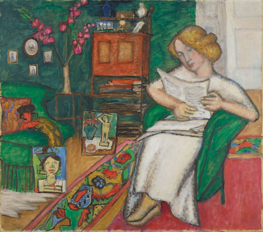 Gabriele Münter. In the room. Woman in white dress