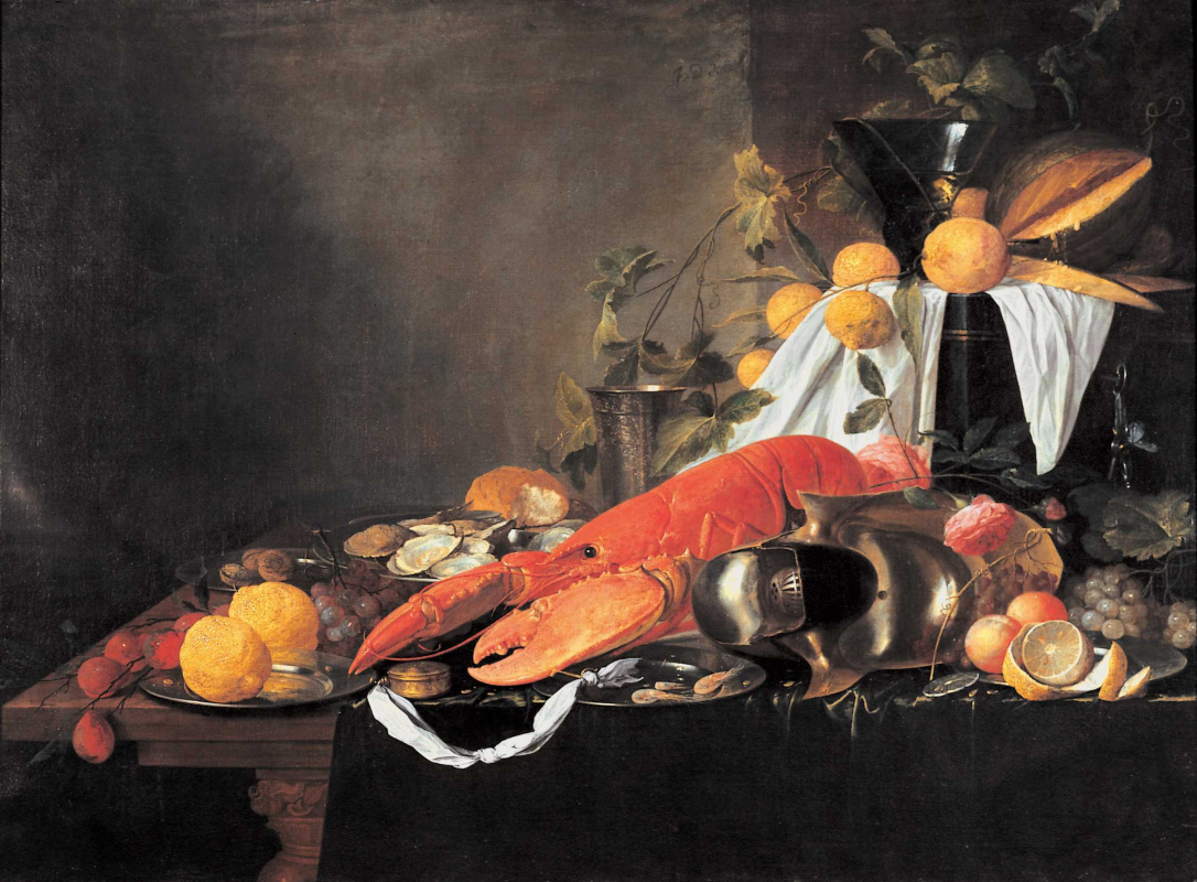 Jan Davids de Hem. Still life with lobster