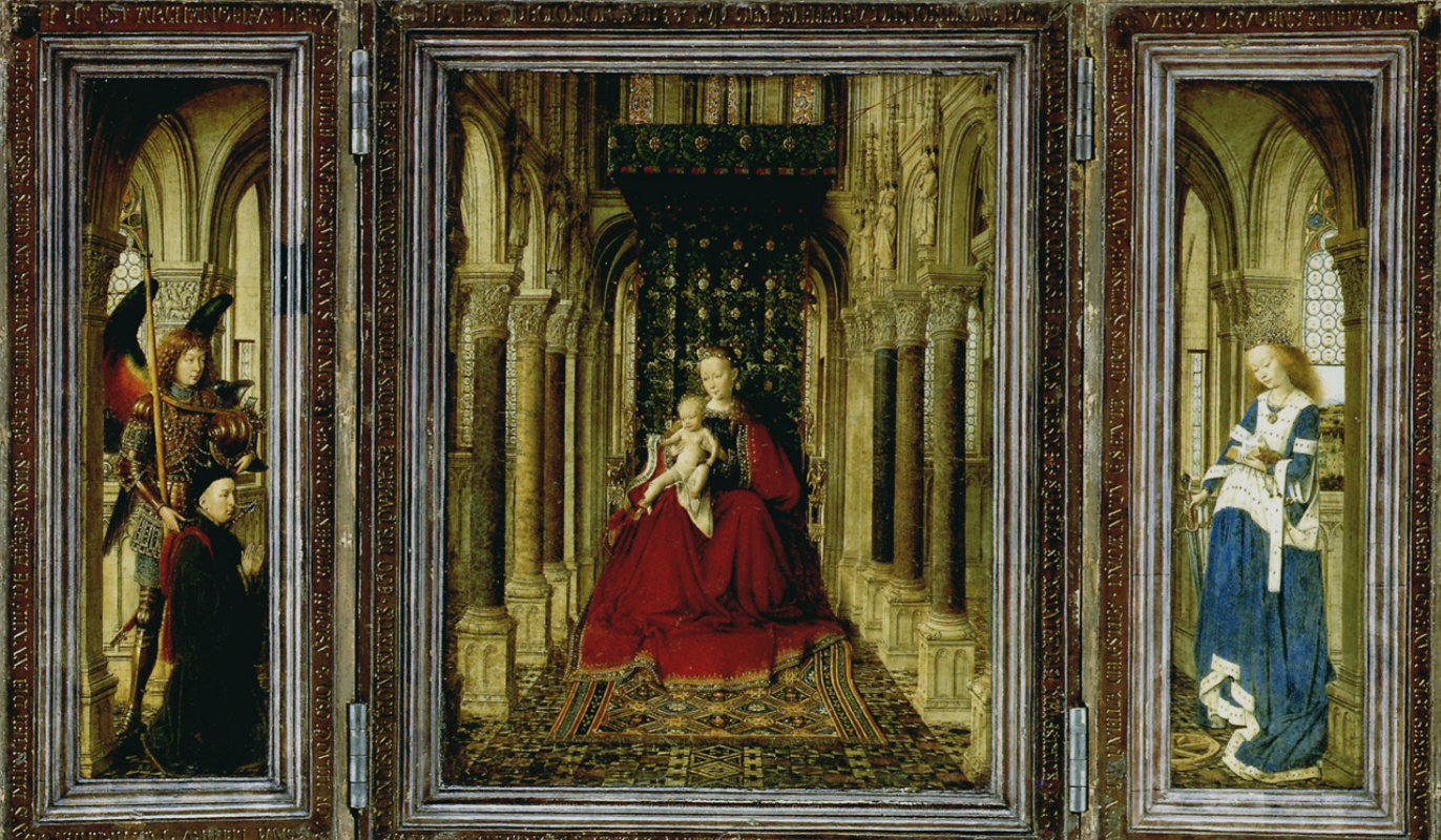 The Dresden triptych. The virgin and child with saints George and Catherine