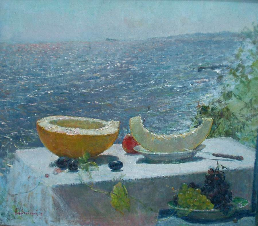 Albin Stanislavovich Gavdzinsky. Bodegón junto al mar