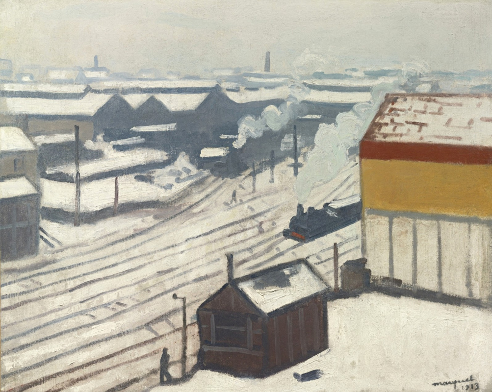 Albert Marquet. Montparnasse train station under the snow