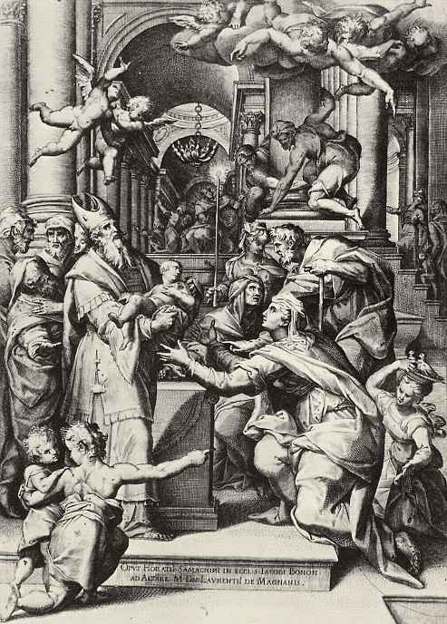 Agostino Carracci. The bringing of the infant Christ in the temple