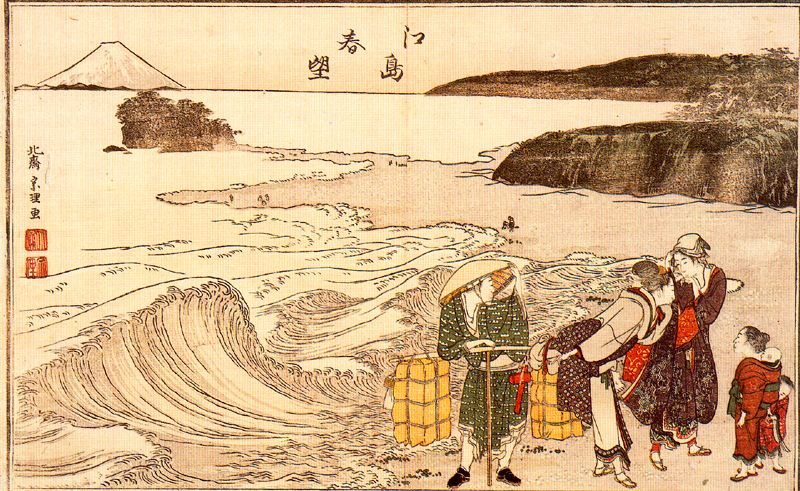 Katsushika Hokusai. Women on the Beach at Enoshima