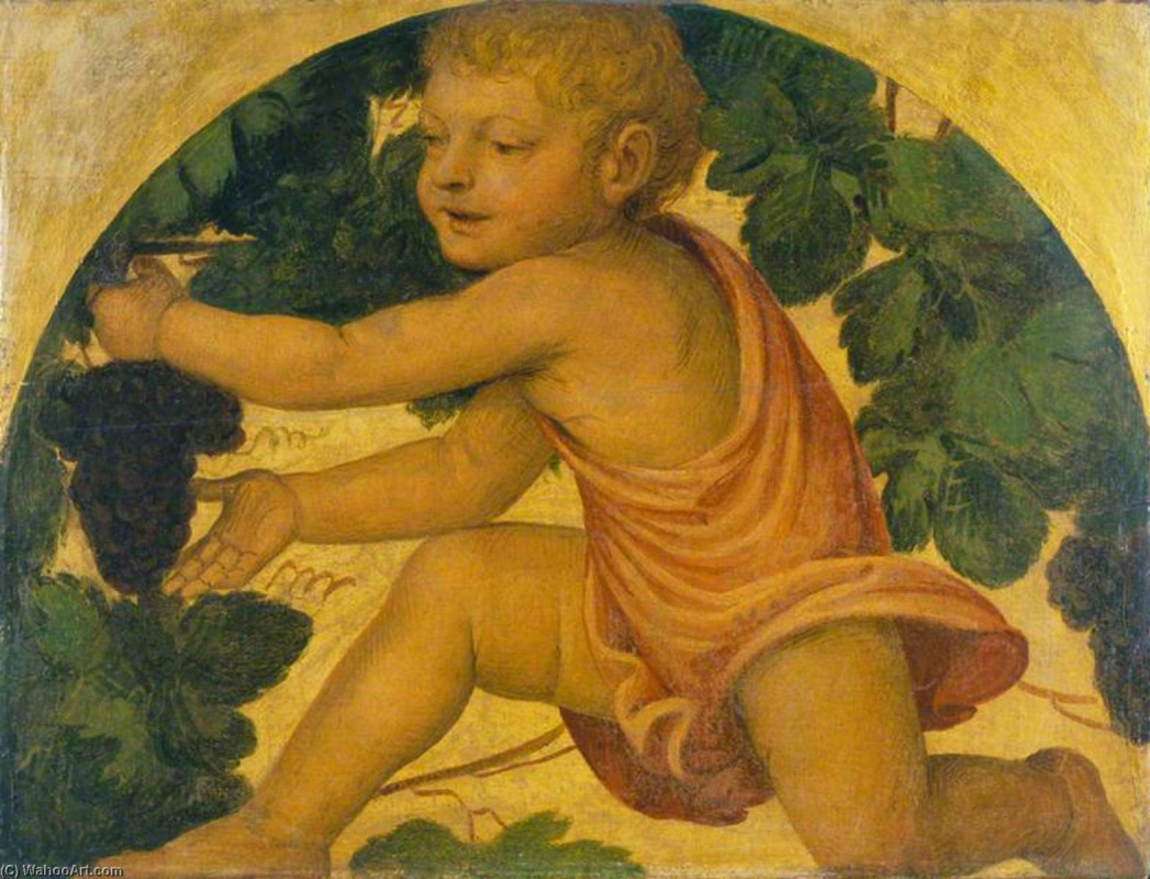 Bernardino Luini. Putti is picking grapes