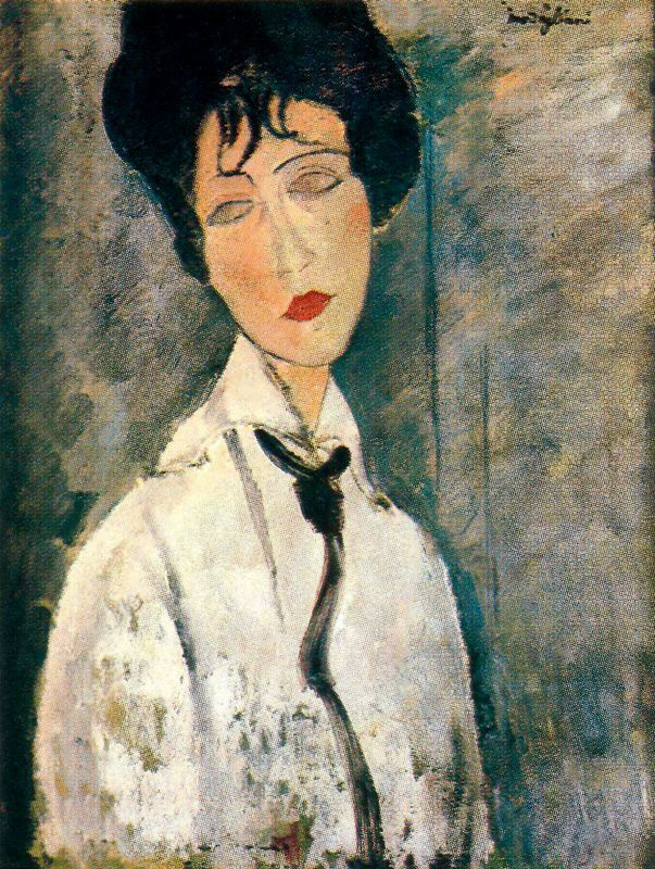 Amedeo Modigliani. Portrait of a woman in a black tie