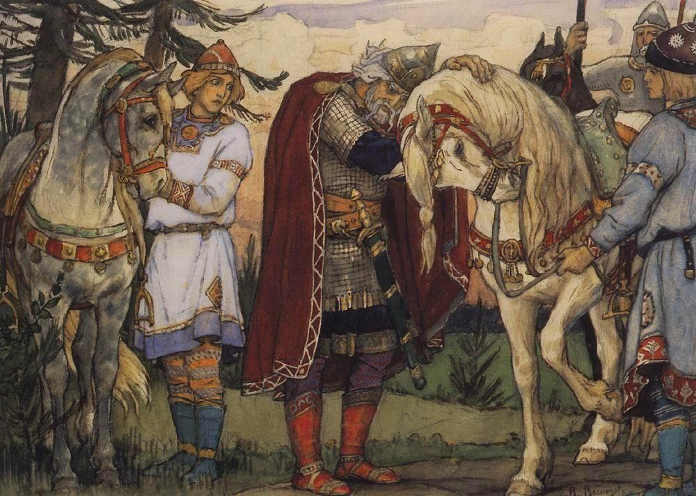 Viktor Vasnetsov. Farewell to Oleg with a horse. Illustration to "the Song of wise Oleg" by Alexander Pushkin