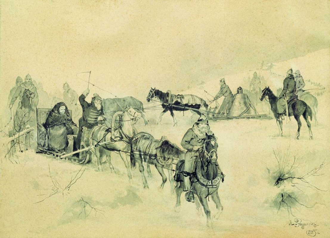 Andrei Petrovich Ryabushkin. Directions Marfa Posadnitsa and the eternal bell. 1885-1886