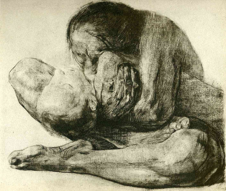 Käthe Kollwitz. Donna con un bambino morto