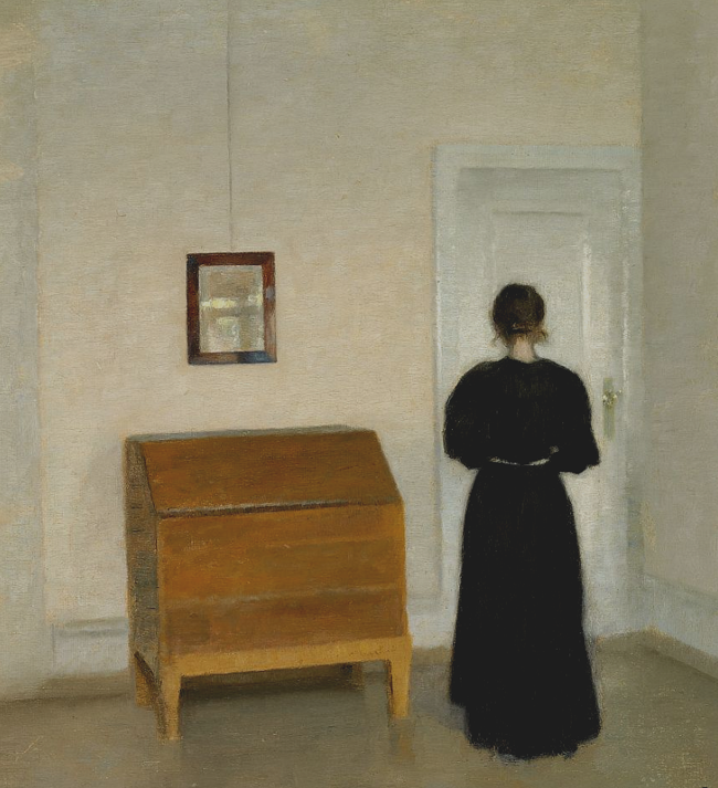 Vilhelm Hammershøi. Ida in the living room interior