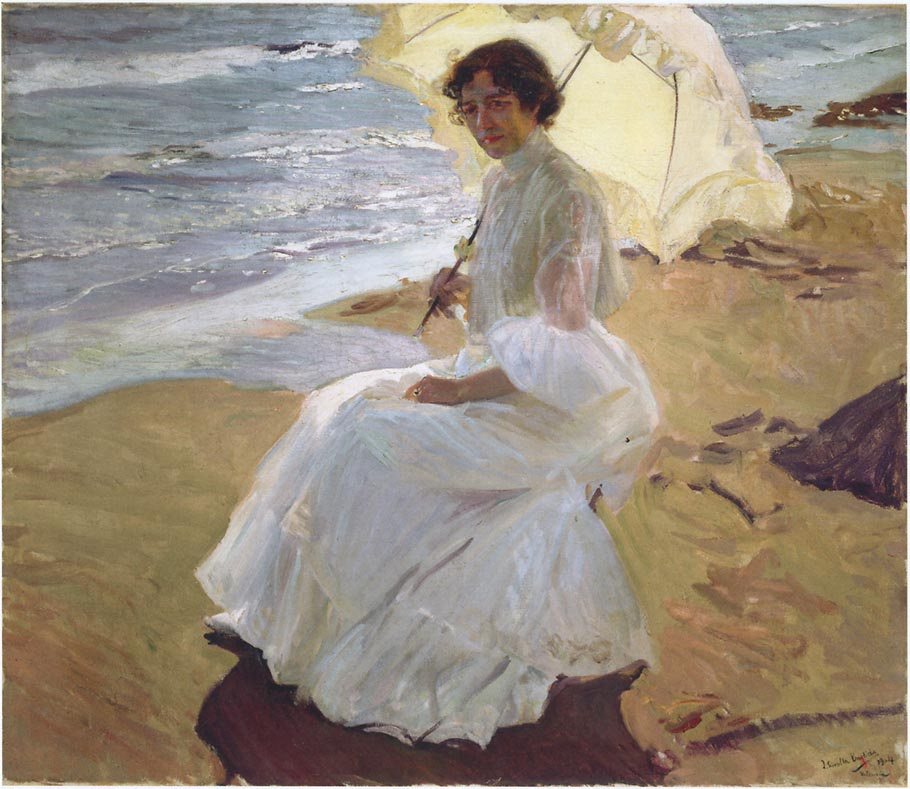 Joaquin Sorolla（Soroya）. Clotilde在海滩上