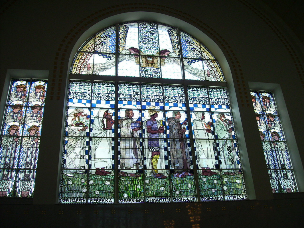 Koloman Moser. Stained glass from Kirche am Steinhof, the Church of St. Leopold