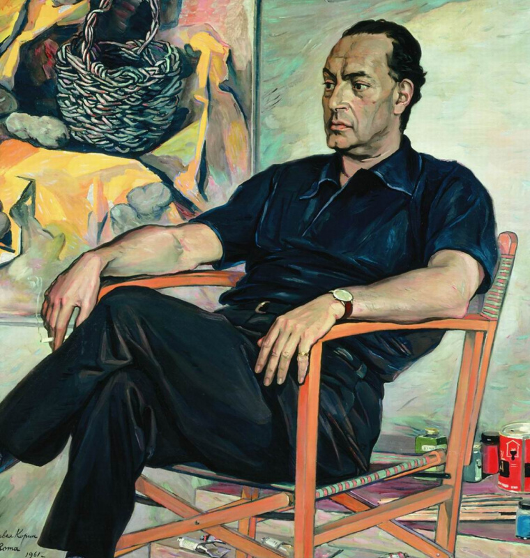 Pavel Dmitrievich Korin Russland 1892 - 1967. Porträt von Renato Guttuso. Staatliches Russisches Museum, St. Petersburg