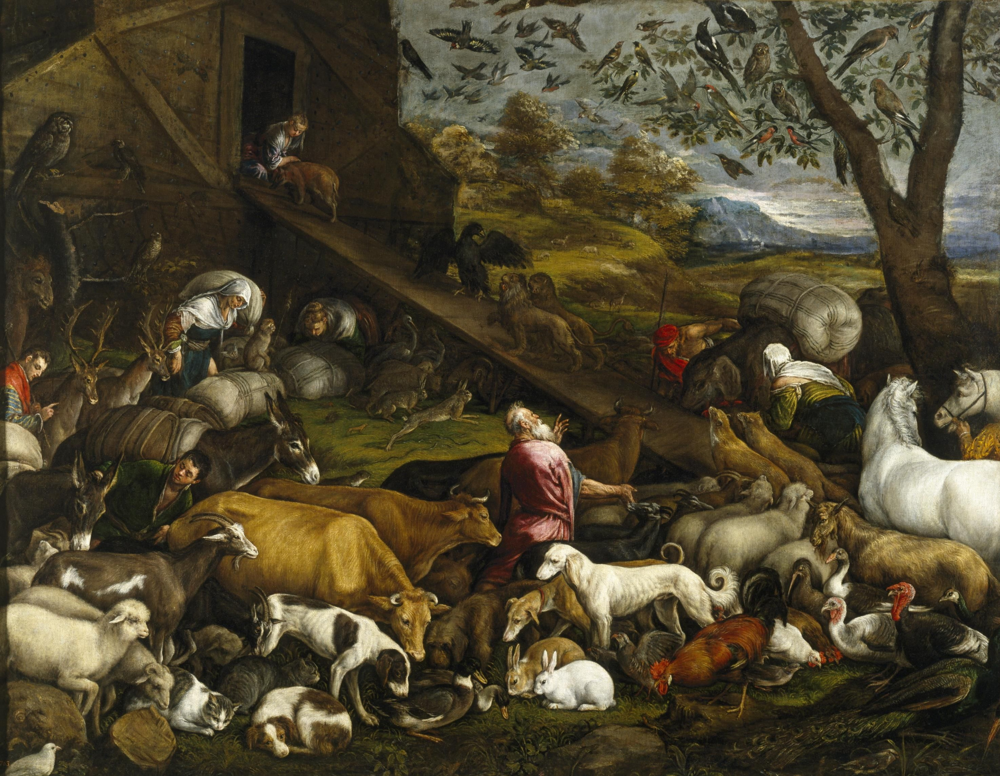 Buy digital version: Climbing animals on Noah's ark by Jacopo da